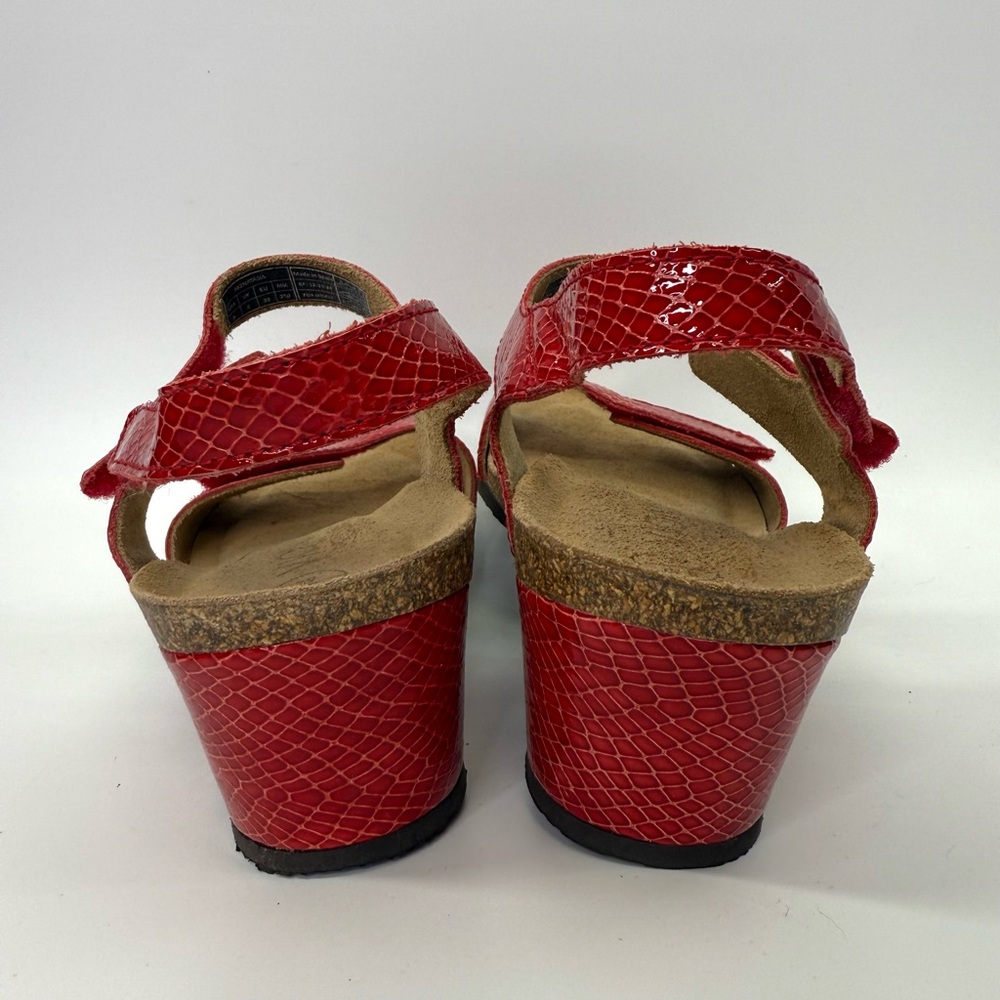 Vionic Natasia Wedge Heel Sandals Red Patent Leather 8 - Picture 7 of 11